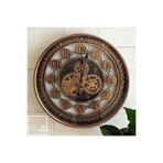Omerta 60 cm Döner Çarklı Metal Duvar Saati, Mekanik Bakır Bronz Saat, Lüks Ev Ofis Hediyesi Kahverengi Bronz 60 x 60
