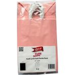 Omeyva Büküm Saplı Kraft Kağıt Çanta Karton Hediyelik Poşet Torba - Pembe - 18X24 Cm. -25 Adetlik 4 Paket