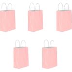 Omeyva Büküm Saplı Kraft Kağıt Çanta Karton Hediyelik Poşet Torba - Pembe - 18X24 Cm. - 5 Adetlik Paket