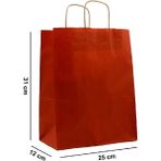 Omeyva Büküm Saplı Kraft Kağıt Karton Hediyelik Çanta Poşet Torba - Bordo - 25X31 Cm. - 25 Adetlik Paket