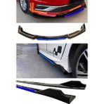 Omg Oto Ford Focus 2018+ Mavi Şeritli Ön Lip ve Yan Marşpiyel Seti Mavi - Siyah - Mavi