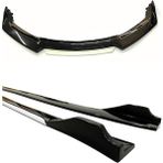 Omg Oto Opel Astra H 2004-2010 Beyaz Şeritli Ön Lip ve Yan Marşpiyel Seti Piona Black - Siyah - Beyaz