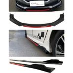 Omg Oto Seat Leon 2005-2012 Kırmızı Şeritli Ön Lip ve Yan Marşpiyel Seti Piona Black - Siyah - Kırmızı