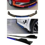 Omg Oto Vw Golf Mk3 1991-1999 Mavi Şeritli Ön Lip ve Yan Marşpiyel Seti Mavi - Siyah - Mavi
