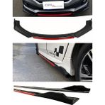 Omg Oto Vw Polo 2001-2005 Kırmızı Şeritli Ön Lip ve Yan Marşpiyel Seti Piona Black - Siyah - Kırmızı