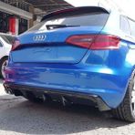 OMGarage Audi A3 Hb 8V Sportback Rieger Arka Ek Difüzör Piona Black 2012 - 2016 Sol Çift Egzoz Çıkışlı