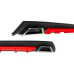 OMGarage Vw Golf Mk3 1991-1999 Uyumlu Kırmızı Krom Kare Egzozlu Difüzör Mat Siyah