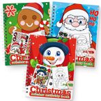 Omgouue Noel Çıkartması Boyama Kitapları 3'lü Paket, 2-8 Yaş Çocuklar için Noel Oyuncakları Aktivite Pedi (30 Sahne)