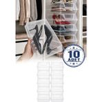 Omilife 10'lu Şeffaf Ayakkabı Kutusu Kapaklı İstiflenebilir Kadın Ayakkabı Organizer - 10 lu Şeffaf Kutu