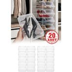 Omilife 20'li Şeffaf Ayakkabı Kutusu Kapaklı İstiflenebilir Kadın Ayakkabı Organizer - 20 li Şeffaf Kutu