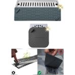 Omilife 2li set Gri Uzun ve Siyah Kare Tasarımlı Koku Önleyici Silikon Gider Kapakları Banyo Mutfak ve Balkon İçin Şık ve Hijyenik Gider Seti