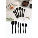 omilife 6'lı Siyah Silikon Mutfak Seti Yanmaz Yapışmaz Spatula Kaşık Fırça Pasta Hamur 20-27 cm