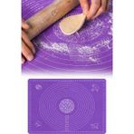 Omilife Silikon Hamur Açma Yoğurma Matı Skalalı Kaymaz Yapışmaz Kolay Temizlenebilir 40X50 cm - Mor