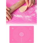 Omilife Silikon Hamur Açma Yoğurma Matı Skalalı Kaymaz Yapışmaz Kolay Temizlenebilir 40X50 cm - Pembe
