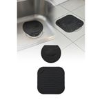 omilife Siyah Kare ve Siyah Evye Silikon Gider Kapağı 2'li Set Koku Önleyici Banyo Mutfak Gider Tıkacı