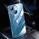 Omio iPhone 13 için Manyetik İnce Şeffaf Kılıf, MagSafe ile Uyumlu, Şeffaf Kaplama Ultra İnce Tampon Çerçevesiz Çerçevesiz Tasarım Tam Kamera Lens Koruyuculu Kadın Erkek için, Mavi