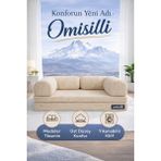 Omisilli Eko Kanepe, Fitilli Kadife,yıkanır,çökmez,katlanabilir Yataklı Kanepe,cırt BANTLI(90X200X32) - Bej