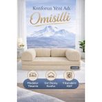 Omisilli Eko Kanepe, Fitilli Kadife,yıkanır,çökmez,katlanabilir Yataklı Kanepe,cırt BANTLI(90X200X32) - Krem