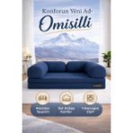 Omisilli Eko Kanepe, Fitilli Kadife,yıkanır,çökmez,katlanabilir Yataklı Kanepe,cırt BANTLI(90X200X32) - Lacivert