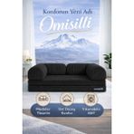 Omisilli Eko Kanepe, Fitilli Kadife,yıkanır,çökmez,katlanabilir Yataklı Kanepe,cırt BANTLI(90X200X32) - Siyah
