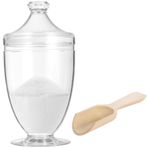 OMISTAR Ahşap Kepçeli Akrilik Banyo Tuzu Kavanozu, Hava Geçirmez Kapaklı 33oz Banyo Tuzu Konteyneri, Paramparça Korumalı Akrilik Eczacı Kavanozları, Küvet Dekoru için Banyo Depolama Düzenleyici, BPA
