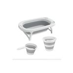 Omnipazar Ak-779 Katlanır Bebek Yıkama Banyo Küvet 3'Lü Set Beyaz-Gri