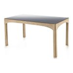 Omnipazar Bej Rattan Temperli Kapalı Camlı Masa Dikdörtgen 82153