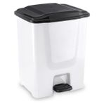 Omnipazar Flora F196-B 10LT Slim Pedallı Beyaz Plastik Çöp Kovası Siyah Kapak - 1 Adet