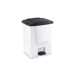 Omnipazar Flora F196-B 10Lt Slim Pedallı Beyaz Plastik Çöp Kovası Siyah Kapak