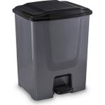 Omnipazar Flora F196-S 10LT Slim Pedallı Gri Plastik Çöp Kovası Siyah Kapak - 1 Adet