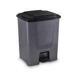 Omnipazar Flora F196-S 10Lt Slim Pedallı Gri Plastik Çöp Kovası Siyah Kapak