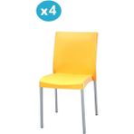 Omnipazar MT-CF875 Vortice Plastik Bahçe Balkon Sandalye 4'lü Set - Sarı