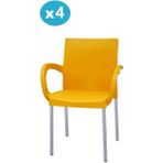 Omnipazar MT-CF880 Mare Plastik Bahçe Balkon Koltuk Sandalye 4'lü Set - Sarı