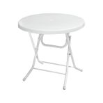Omnipazar Mt-gfm205 Rose Plastik Yuvarlak Katlanır Bahçe Balkon Masa Ø75 Cm Beyaz Beyaz