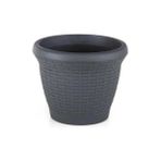 Omnipazar SO-HS01 Plastik Hasır Desenli Dekoratif Saksı 3.3 Litre No 1 - Antrasit