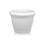 Omnipazar SO-HS01 Plastik Hasır Desenli Dekoratif Saksı 3.3 Litre No 1 - Beyaz