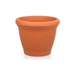 Omnipazar SO-HS01 Plastik Hasır Desenli Dekoratif Saksı 3.3 Litre No 1 - Kiremit