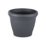 Omnipazar SO-HS02 Plastik Hasır Desenli Dekoratif Saksı 6 Litre No 2 - Antrasit