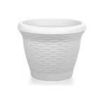 Omnipazar SO-HS02 Plastik Hasır Desenli Dekoratif Saksı 6 Litre No 2 - Beyaz