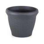 Omnipazar SO-HS03 Plastik Hasır Desenli Dekoratif Saksı 10 Litre No 3 - Antrasit