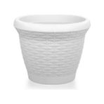 Omnipazar SO-HS03 Plastik Hasır Desenli Dekoratif Saksı 10 Litre No 3 - Beyaz