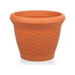 Omnipazar SO-HS03 Plastik Hasır Desenli Dekoratif Saksı 10 Litre No 3 - Kiremit
