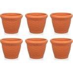 Omnipazar So-Hs03 Plastik Hasır Desenli Saksı 10 Lt Kiremit 6 Adet