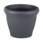 Omnipazar SO-HS04 Plastik Hasır Desenli Dekoratif Saksı 15 Litre No 4 - Antrasit