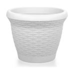 Omnipazar SO-HS04 Plastik Hasır Desenli Dekoratif Saksı 15 Litre No 4 - Beyaz