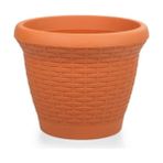 Omnipazar SO-HS04 Plastik Hasır Desenli Dekoratif Saksı 15 Litre No 4 - Kiremit