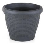 Omnipazar SO-HS05 Plastik Hasır Desenli Dekoratif Saksı 25 Litre No 5 - Antrasit