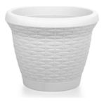 Omnipazar SO-HS05 Plastik Hasır Desenli Dekoratif Saksı 25 Litre No 5 - Beyaz
