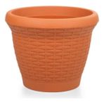 Omnipazar SO-HS05 Plastik Hasır Desenli Dekoratif Saksı 25 Litre No 5 - Kiremit