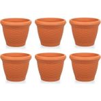 Omnipazar So-Hs05 Plastik Hasır Desenli Saksı 25 Lt Kiremit 6 Adet